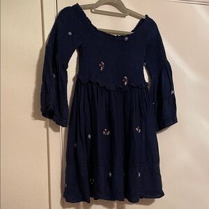 Free People Navy Blue Long Sleeve Dress